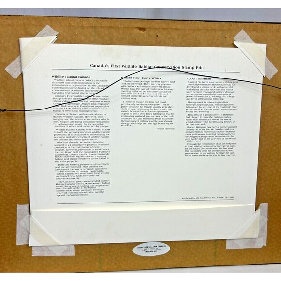 ROBERT BATEMAN 1985 Mallard Duck Pair-Signed/Framed Limited Edition Print+Stamps - Picture 2 of 16